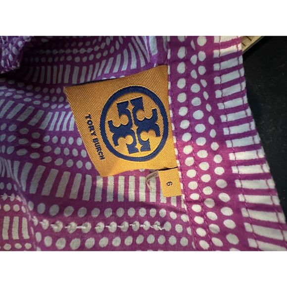 Tory Burch Size 6 Women Stephanie Embellished Blouse Pink Printed Boho 56-24 - Picture 5 of 9